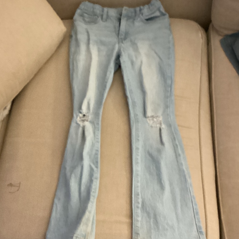 Old Navy Light Blue Distressed Flare Jeans